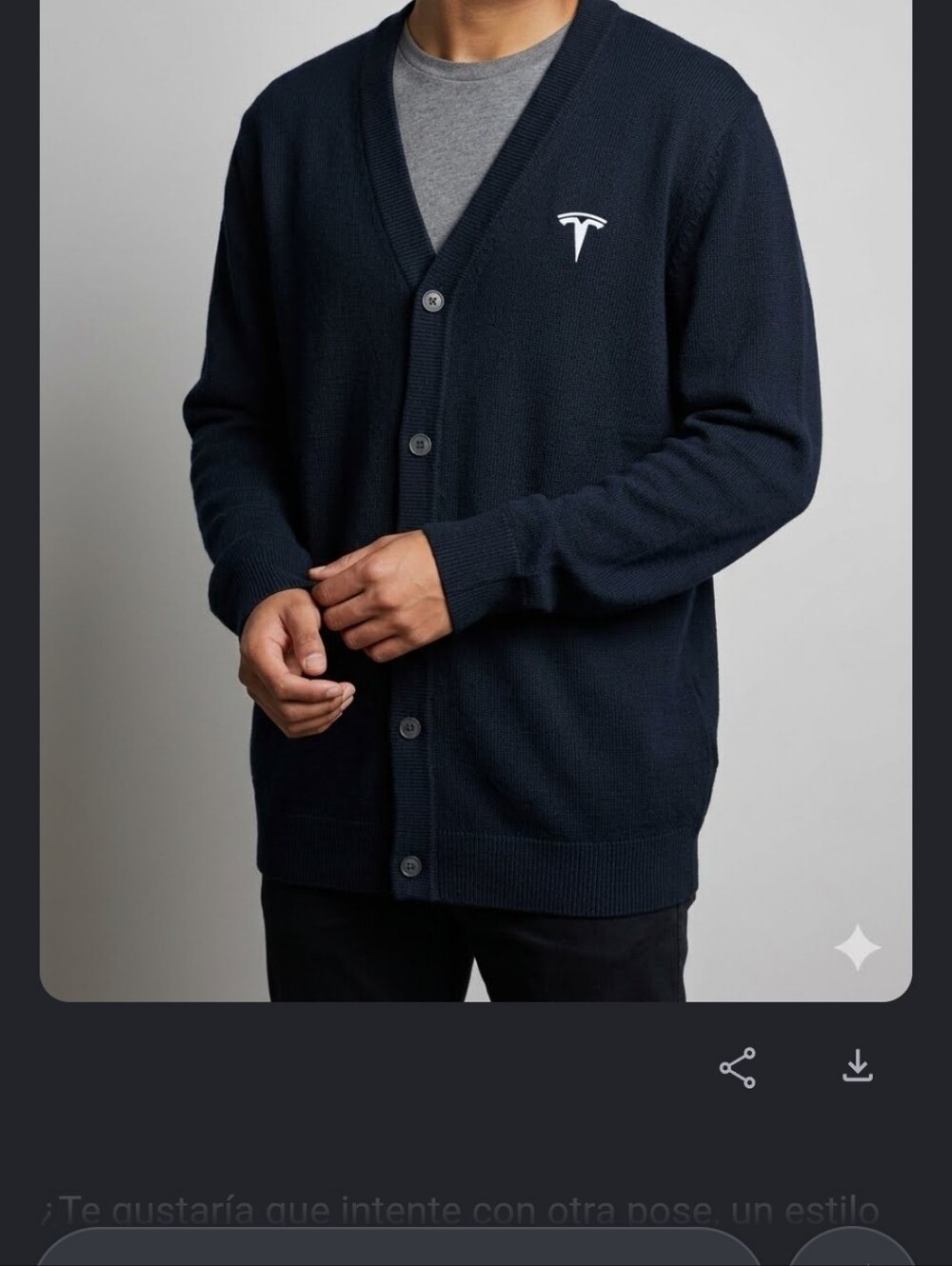 Tesla Men's Dark Blue Button-Front V-Neck Cardigan with White Logo - Picture 6 of 6